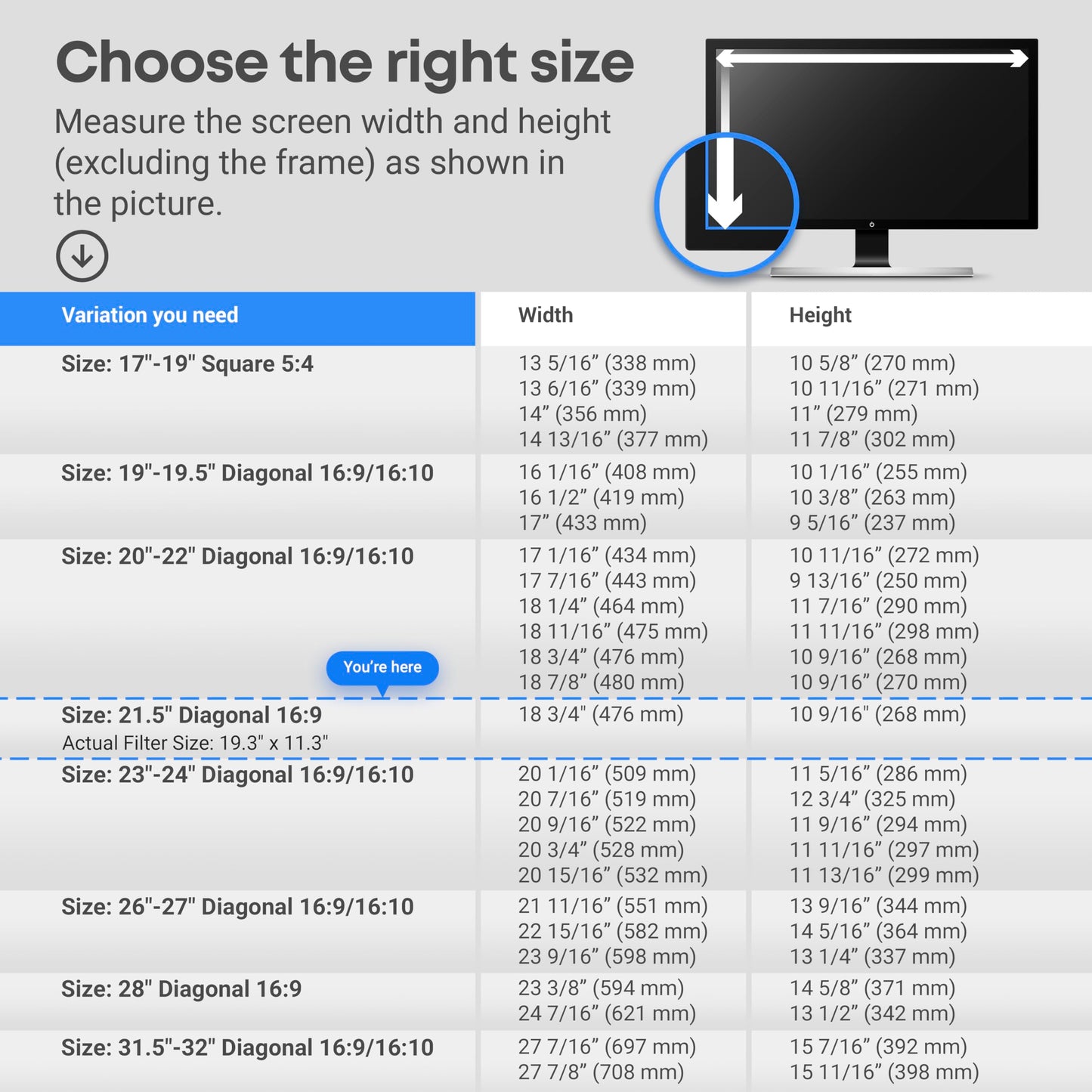 VINTEZ Blue Light Screen Protector for 21.5 Inch Computer Monitor and Laptop – Anti-UV Blue Light Blocking Film for Desktop PC, Eye Protection Filter, 19.3" x 11.3", 1 Pack