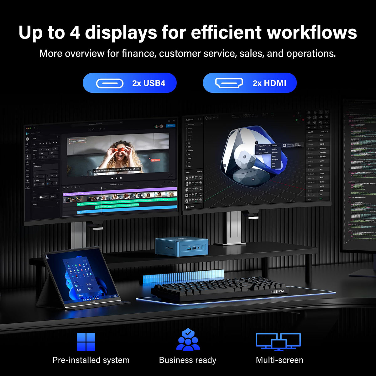 GEEKOM NEW IT12 Mini PC,Intel i3-12300HE(Beats 12450H),16GB RAM,256GB SSD