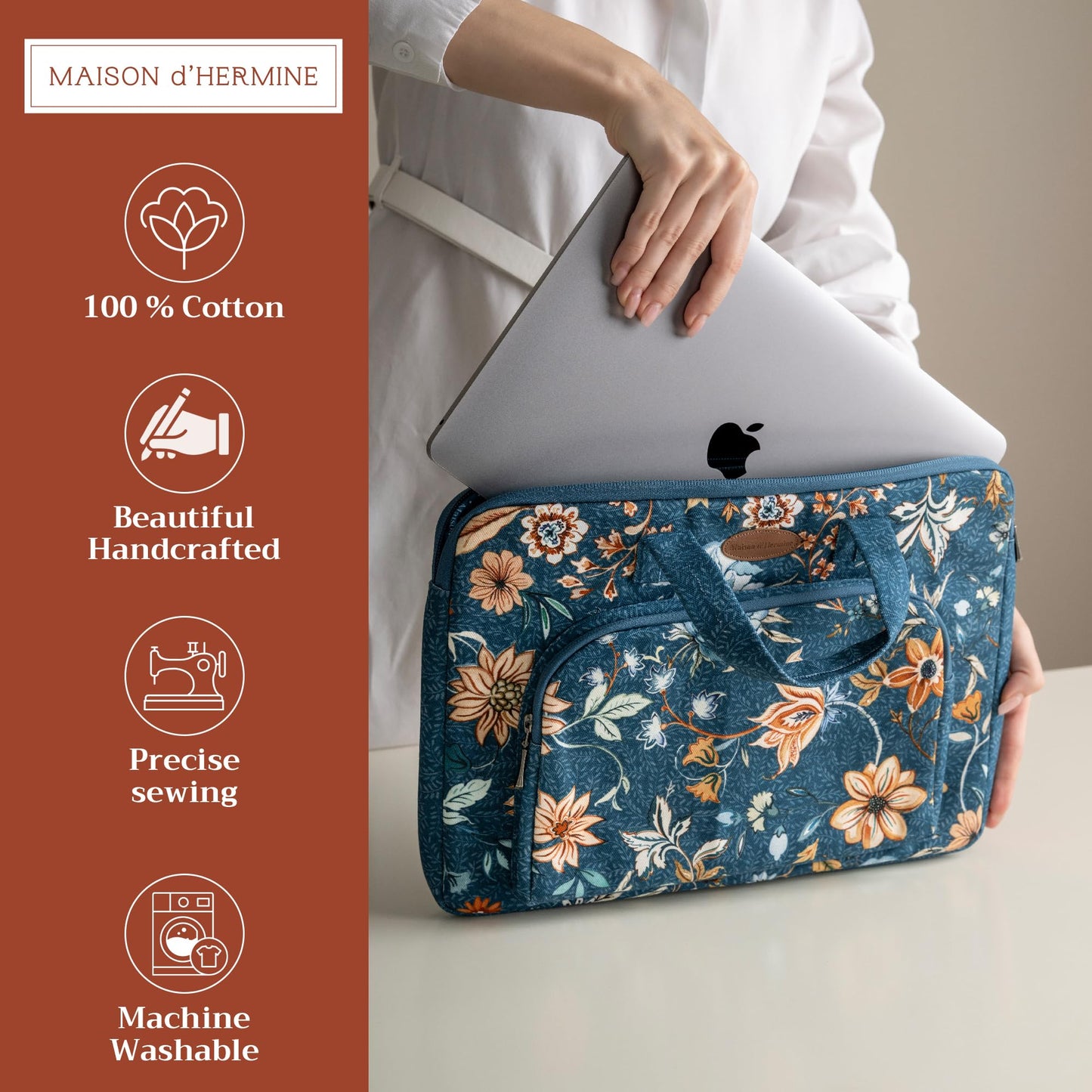 Maison d' Hermine Laptop Bag with Front Pocket Upto 15.5 inch Laptop Tablet