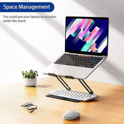 BESIGN LS10 Aluminum Laptop Stand, Ergonomic Adjustable Notebook Stand, Computer Holder Compatible with Air, Pro, Dell, HP, Lenovo More 10-14" Laptops, Black