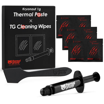 Thermal Grizzly Kryonaut - 1 Gram - Extremely High Performance Thermal Paste + 12 Cleaning Wipes 6 Wet & 6 Dry - for Demanding Applications and Overclocking CPU/GPU/PS4/PS5/Xbox