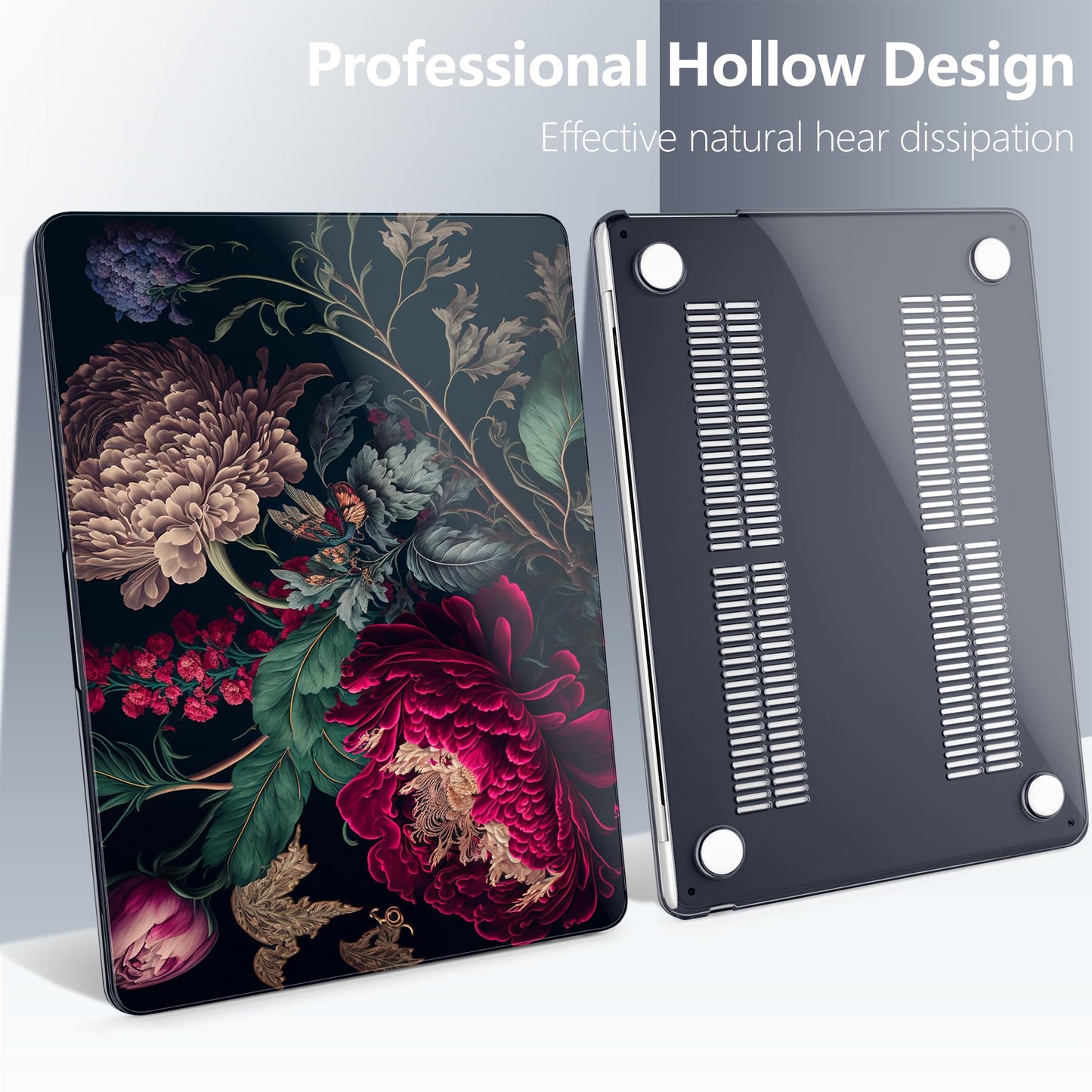 Batianda Case for MacBook Air 15" with M5 M4 M3 M2 Chip, Vintage Dark Peony