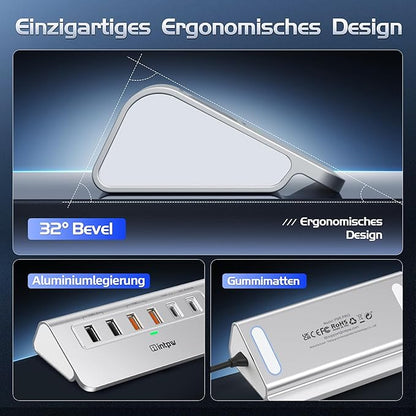 USB C Hub Ethernet, 10-in-1 USB Docking Station 10Gbps with 4K@60Hz HDMI, USB C and 2 USB A 3.2 Data, LAN, 2 USB A 2.0, PD 100W, SD/TF Ports, Powered USB Hub for Laptop, PC, iPhone 16/15, Mac