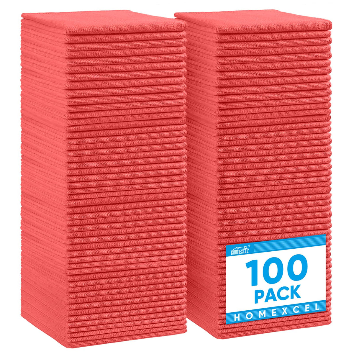 HOMEXCEL 100PK Microfiber Cleaning Cloth, Cleaning Rag for Home, 11.5x11.5