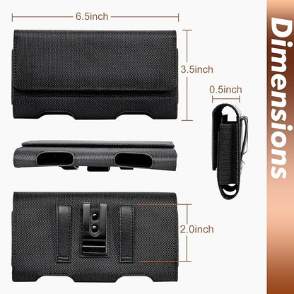 BECPLT Nylon Belt Holster Case Cell Phone Pouch Belt Holder Phone Holster Cover with Clip for iPhone 15 Pro Max 15 Plus 14 Pro Max 13 Pro Max Samsung Galaxy S24+ S23+ S22+ S21+ S23 FE (Black)