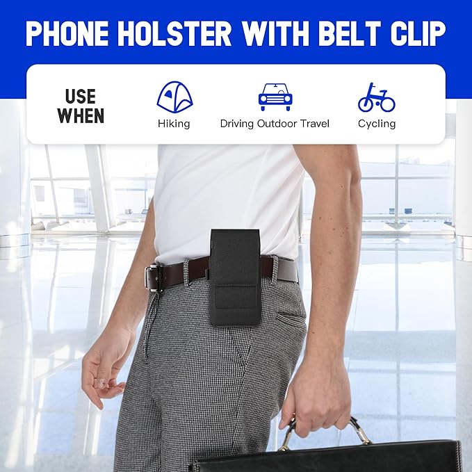 BECPLT for Galaxy S25+ S24+ S23+ S22+ 5G Note 20 Ultra 5G Nylon Cell Phone Pouch Holster Case with Belt Clip Cover for iPhone Air 17 Pro Max 16/15/14/13/12/11 Pro Max Galaxy S25 Ultra