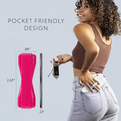 LOVEHANDLE Universal Phone Grip for Smartphones & Mini Tablets - Phone Holder for Hand - Wireless Charging Compatible - Made in The USA - Solid Magenta