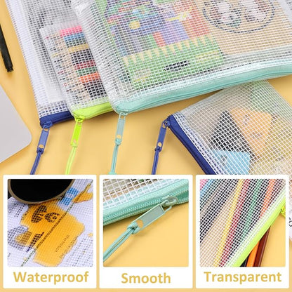 24PCS Mesh Zipper Pouch Storage Bags, 8 Sizes Board Game Bags, 12 Colors Reusable Pouches for Organizing, Organizer for Travel