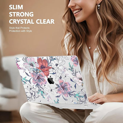 Case for MacBook Pro 13 inch with/Without Touch Bar (2016-2022, M2 A2338 M1 A2289 A2251 A2159 A1989 A1706 A1708), Hard Shell + Keyboard Cover + Dust Plug, Floral C319