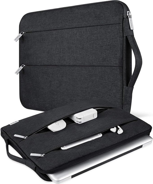 Voova Laptop Sleeve Carrying Case 13 13.6 Inch Compatible with MacBook Air 13 M1/M2/M3/M4, MacBook Pro 13/14, IPad Pro 13, Waterproof Slim Computer Cover Bag, Black