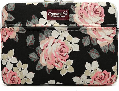 Canvaslove Pink Rose Laptop Sleeve Case Bag with Pocket for MacBook Air 13 inch,iPad Pro 13 inch and 13.3 inch-13.5 inch Laptops