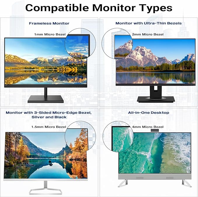 FILMEXT [2 Pack 22 Inch Computer Privacy Screen Filter for 16:10 All-in-One Desktop/Frameless Monitor - Removable Blue Light UV Blocking Privacy Shield for Thin Bezel Computer
