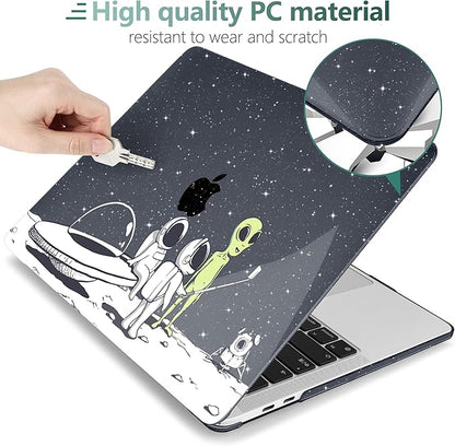 MEEgoodo Case for MacBook Pro 13 inch, Hard Shell Case with Keyboard & Camera Cover, Compatible with 13 inch MacBook Pro A2338 M2/M1 A2251 A2289, Astronauts & Alien Theme