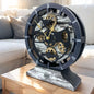 ImprovingLife The Gears Clock Desk Clock 10 inches with Real Moving Gears Convertible into Wall Clock (Silver Glamour)