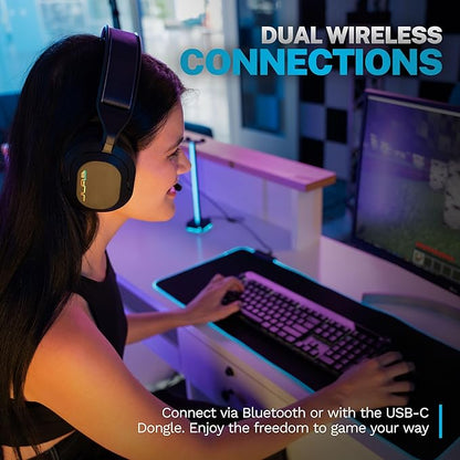 JLab Nightfall Wireless Gaming Headset, All-Night Comfort, 50mm Drivers and Sound Isolating Inner Shelf, Flip-to-Mute Rotating Mic, Dual Wireless Connections, Customization Options with The Lab App