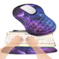 KUOSGM 2-in-1 Ergonomic Set, Wave Rise Keyboard Wrist Rest and Massage Bulge Slope Mouse Pad Wrist Support, Cushion Memory Foam Integrated to Relieve Wrist Pain, Cute Cat Paws