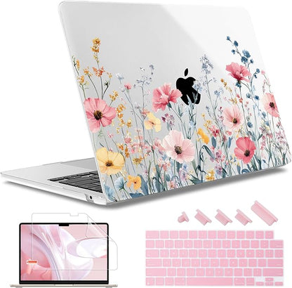 May Chen for MacBook Air 13.6 Inch Case 2025/2024/2023/2022 Release (Model A2681 A3113 A3240, M2 M3 M4 Chip) – Hard Shell Laptop Cover with Keyboard Cover & Screen Protector，Wildflower