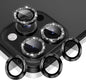 AGVEE 3+3 6 Pack for iPhone 16 Pro 6.3" / 16 Pro Max 6.9" Camera Lens Cover Protector, Bling Glitter & CD-Textured Metal Ring 9H Tempered HD Glass Camera Cover Protector Film, Glitter-Black