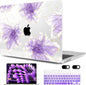 MEEgoodo Case for MacBook Air M4/M3/M2 13.6 inch 2025 2024 2022, Fit Model A3240 A3113 A2681, Compatible with MacBook Air 13 inch, Laptop Hard Shell Case with Keyboard Cover, Purple Ink Flower