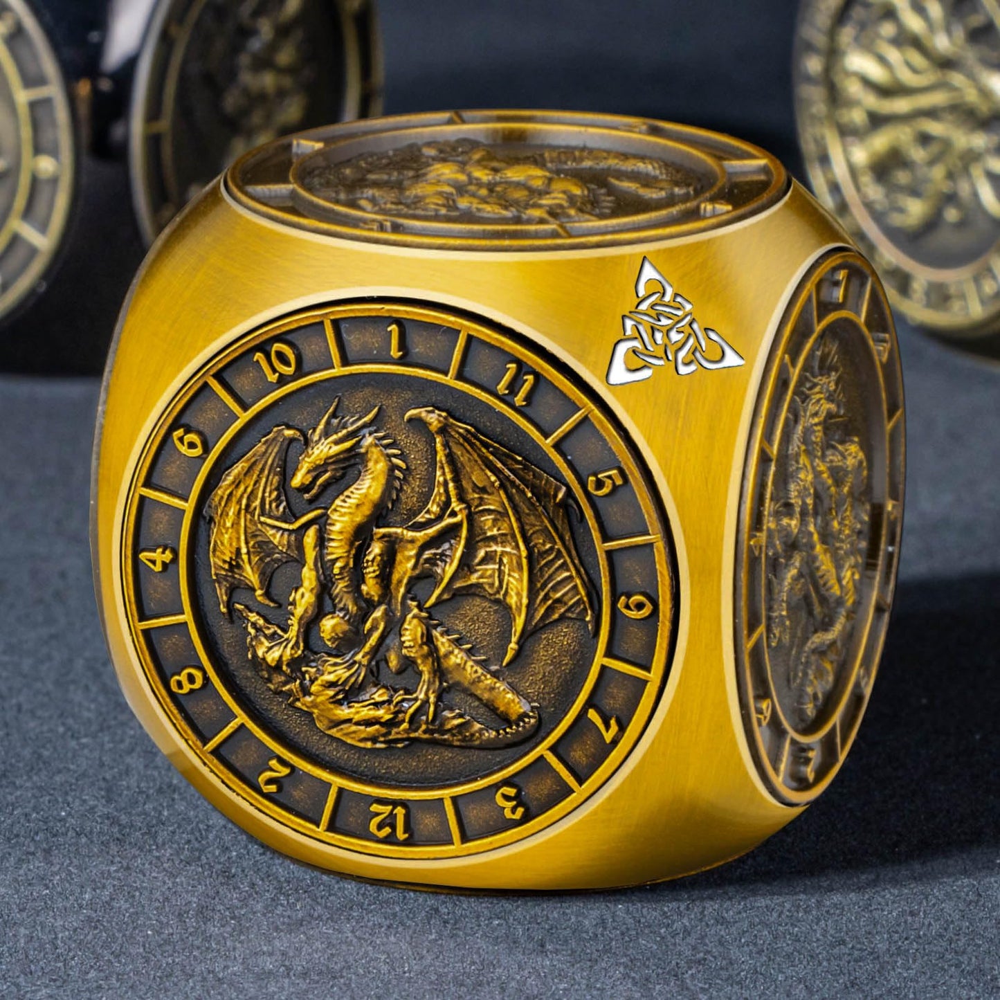 Roycevon 7 in 1 Unique Spinner DND Dice Set D&D, Metal D and D Dice with Gift Box, Dungeons Dragons Role Playing Dice, Gold