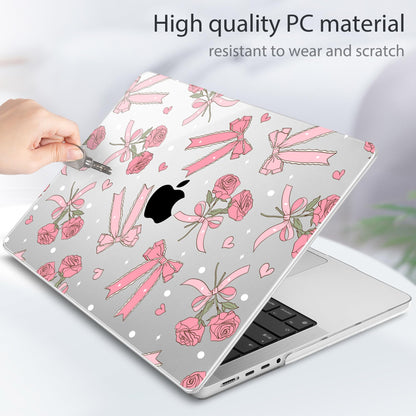 Tuiklol for MacBook Pro 14 Inch Case 2026 2025 2024 2023 2022 2021 Release M5/M4/M3/M2/M1 A2442 Pro/Max,Hard Shell Case with Screen Protector for Touch ID, Bow & Rose-White