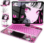 Intermerge Clear iPad A16 11th (2025) & 10th Generation 10.9" Case with Keyboard, 360° Transparent Multi-Touch Trackpad, 7-Color RGB Keyboard, Pencil Holder, Type-C, Power Indicator, Blush Pulse