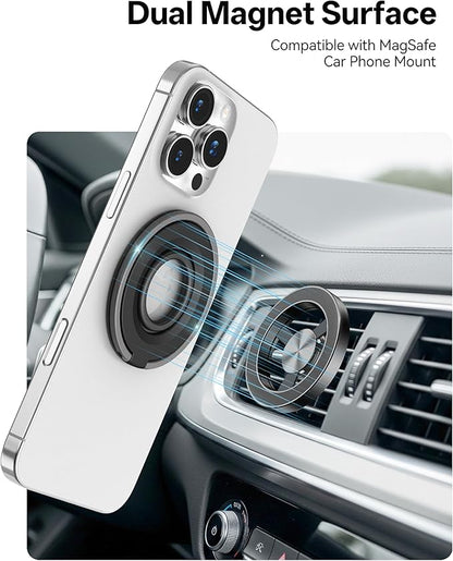 [2025 Newest] Magnetic Phone Grip for MagSafe Ring Holder, Magnet Phone Grip Stand Finger Kickstand Two-Sided Magnetic Compatible with iPhone 16 Pro/Max 15 14 13 12 11 Plus&Android