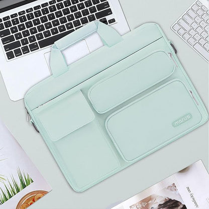 MOSISO Laptop Shoulder Bag, Computer Bag with 2 Raised&1 Flapover&1 Horizontal Pocket&Handle&Belt