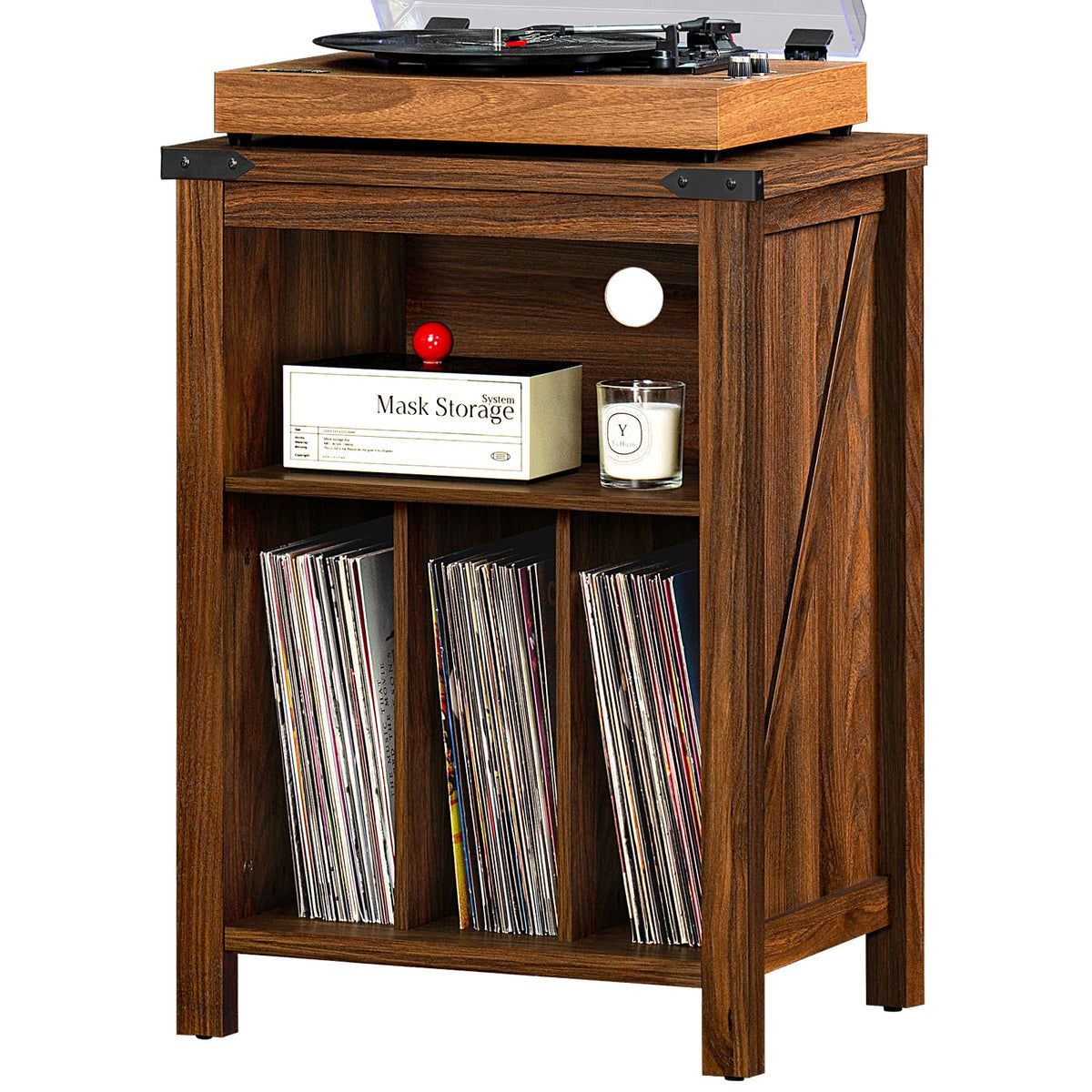 Joaxswe Record Player Stand with Vinyl Record Storage,Black