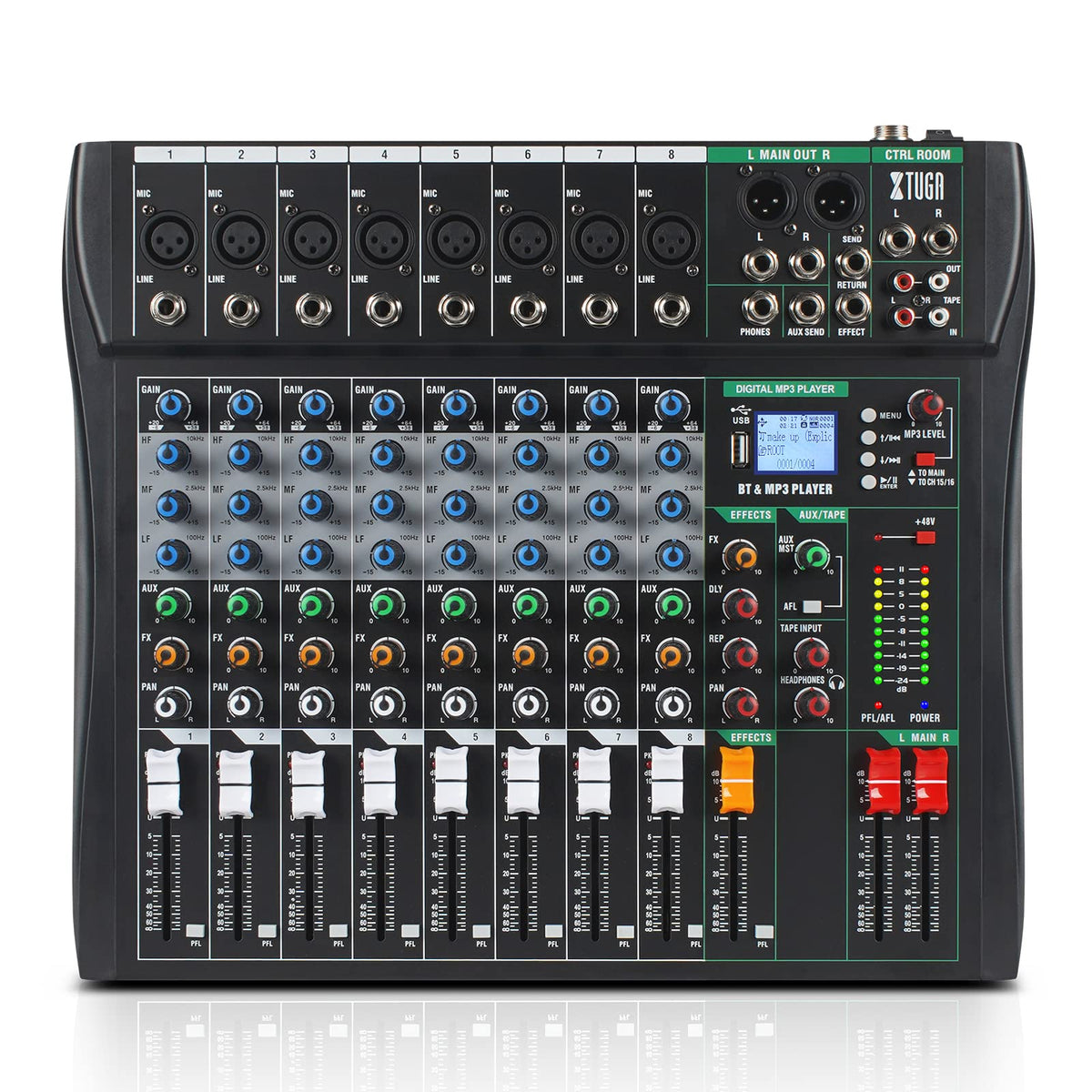 XTUGA 16 Channel Audio Mixer,Professional Sound Board DJ Mixer(CT160)