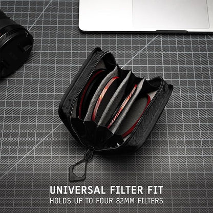 WANDRD Lens Filter Case - Store 4 Filters in Your Camera Backpack or Camera Case, Protect Photography Accessories from Scratches, Dust & Impact (Black)