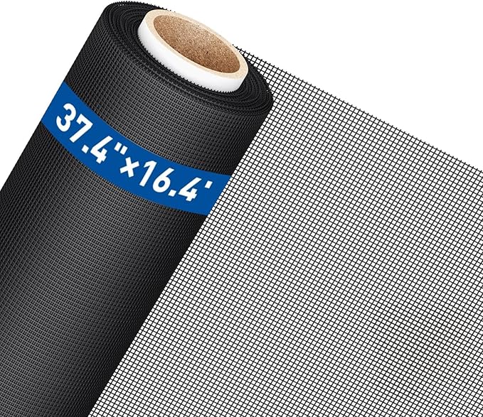 MAGZO Window Screen Replacement Mesh Roll, 37.4in × 16.4ft Heavy Duty Upgraded Polyester Mesh for Screen Door Repair Kit, Ventilated & Durable, Ideal for Sliding Patio Porch Doors & DIY Projects