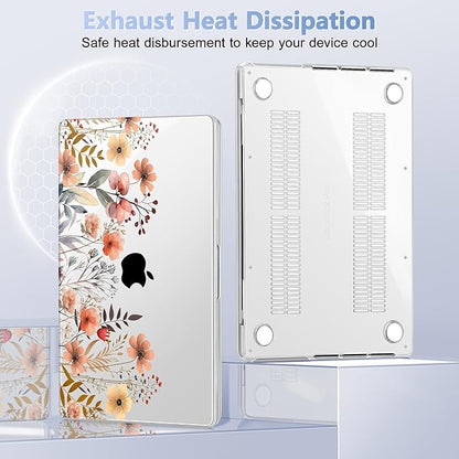 for MacBook Pro 16 inch Case 2021 2022 2023 2024 Release A3186 A3403 M4 A2991 M3 A2780 M2 A2485 M1 Pro/Max, Hard Shell Case with Screen Protector & Keyboard Cover, Watercolor Flowers