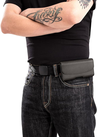 PiTau Holster for iPhone SE 8 7 6s 6, Premium Cell Phone Belt Holder Case with Clip Loops ID Card Carrying Pouch Cover for Men, (Fits Apple Phone with Case on) Pewter Small
