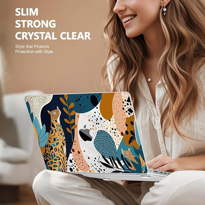 for MacBook Pro 16 inch Case 2021 2022 2023 2024 Release A3186 A3403 M4 A2991 M3 A2780 M2 A2485 M1 Pro/Max, Hard Shell Case with Screen Protector & Keyboard Cover, Leopards