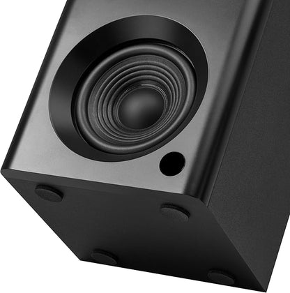 Bookshelf Speakers with Deep Bass, 80W Peak Output HiFi Gaming Computer Speakers, 4" Desktop Audio System for Home Office Desktop PC, Home Entertainment, Turntable, Pair, Black