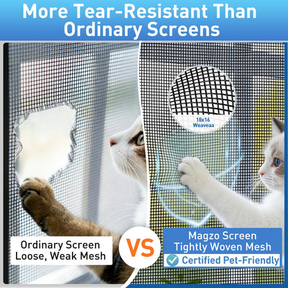 MAGZO Heavy-Duty Window Screen Mesh, Screen Replacement for Windows & Doors, 48"W x 99"L