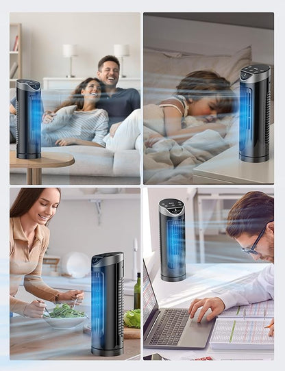 Grelife 13" Electronic Tower Fan with Remote Control, 3 Speed & 3 Modes, 90° Oscillation, LED Display, 7.5H Timer, Quiet Bladeless Cooling – Portable Space-Saving for Bedroom Office, Home
