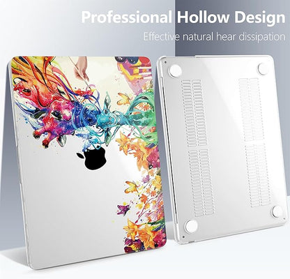 Batianda Premium Case for New MacBook Air 15 inch 2025 M4 2024 2023 with M3 M2 Chip Model A3114 A2941, Designed Protective Plastic Hardshell & Keyboard Cover & Screen Protector, Colorful Deer