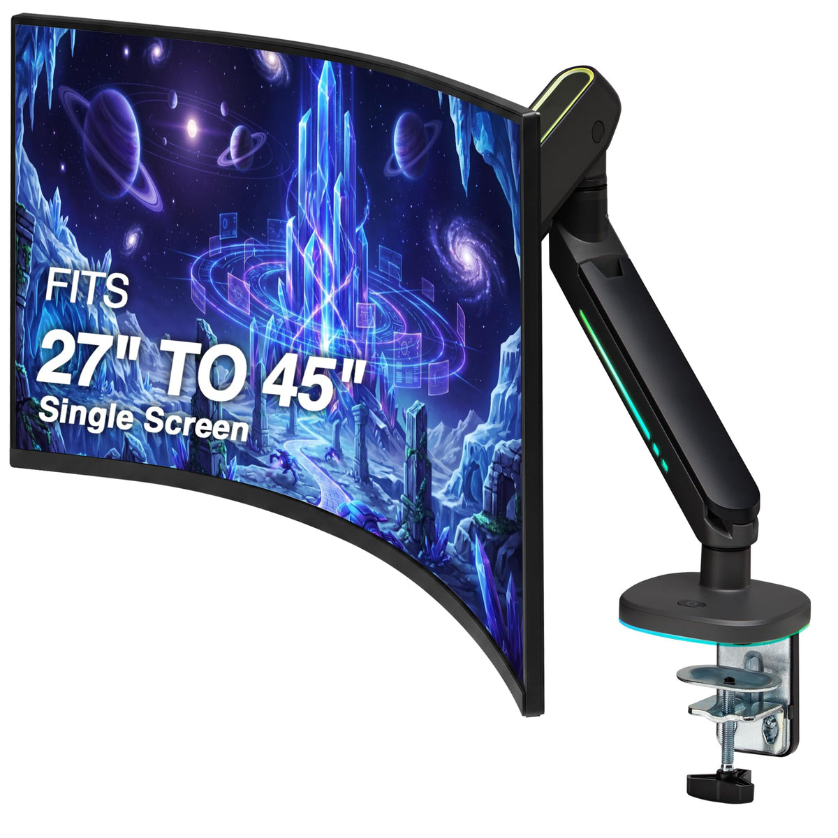 AVLT Single 27”-45” RGB Gaming Monitor Arm Desk Mount - Dark Gray