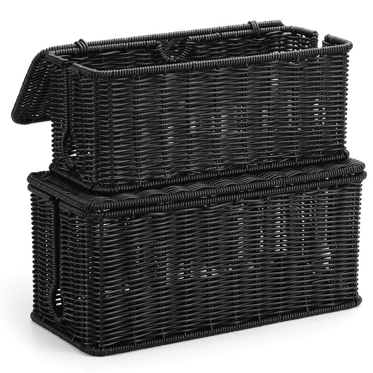 2Pack Large Cable Management Box, Handwoven Imitation Rattan Cord Organizer