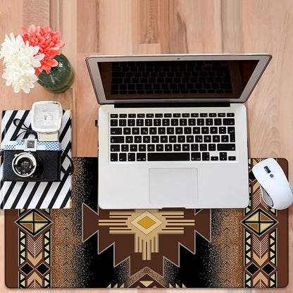 Large Mouse Pad Aztec Pattern Gaming Desk Pad Computer Keyboard Non-Slip Waterproof Mouse Mat with Rubber Base and Stitched Edges Entertainment Office Writing Desk Mat 35.4 x 15.7 Inches