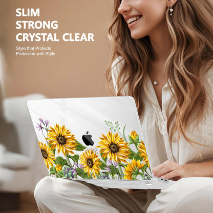 Lepeoac for MacBook Pro 16 inch Case 2019 2020 Release Model A2141, Plastic Hard Shell Cover with Keyboard Cover & Screen Protector for MacBook Pro 16 inch with Touch Bar & Touch ID, Sunflowers