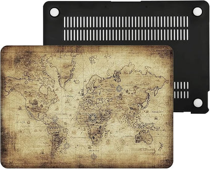 Compatible with MacBook Air 13 Inch Case 2017 2016 2015 2014 2013 2012 2011 2010 Release A1466/A1369, Plastic Hard Shell Case + Keyboard Cover + Screen Protector - World Map
