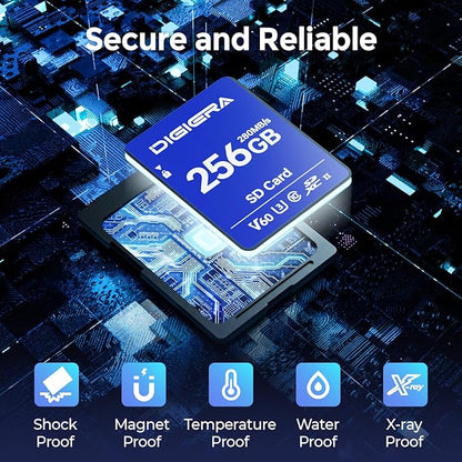 256GB LSU100 SDXC UHS-II Memory Card - up to 280MB/s, C10, U3, V60, 6K, SD Card for Computers, Digital Cameras, Home Theatre Devices, Car Navigation Systems (1 Pack)