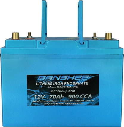 Deep Cycle Lithium Ion Marine Battery Group 27 Dual Terminal Replaces Optima D27M Blue Top 900CCA