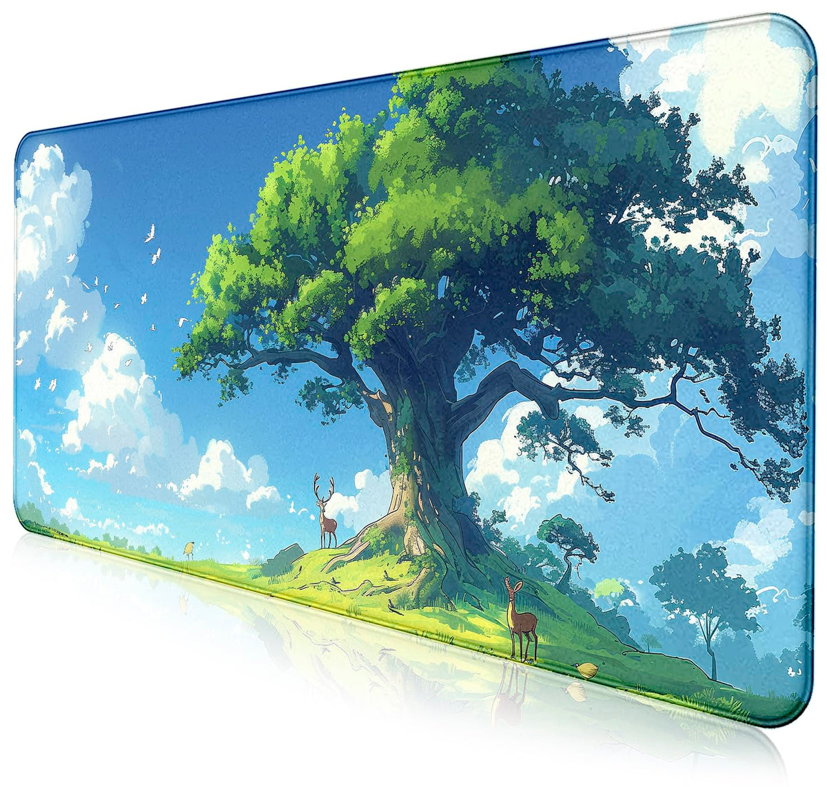 Gray Forest Mouse Pad with Seam Edge Design, Non Slip Rubber Keyboard Pad