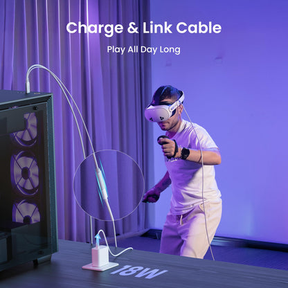 KIWI design Link Cable with Charging 16FT, USB 3.0 to USB C, White