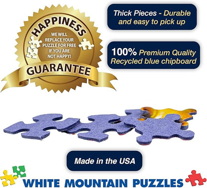White Mountain Family Retreat Fall Puzzles 1000 Pieces Scenic Lake Cabin Puzzle for Adults and Families