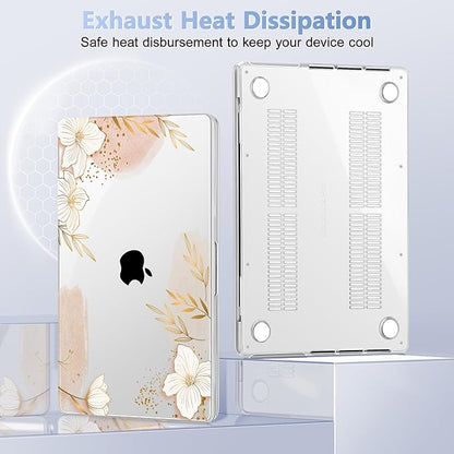 for MacBook Pro 16 inch Case 2021 2022 2023 2024 Release A3186 A3403 M4 A2991 M3 A2780 M2 A2485 M1 Pro/Max, Hard Shell Case with Screen Protector & Keyboard Cover, Floral P295